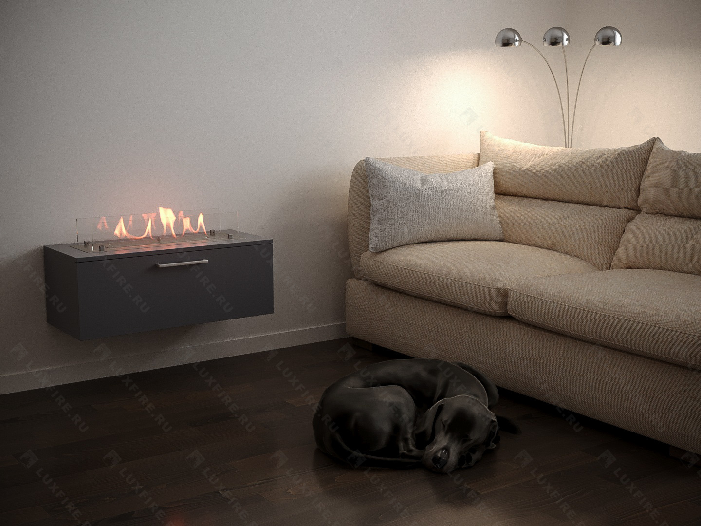 Тумба универсальная Lux Fire "Варвара" 800, графит, с биокамином 450 XS по цене 52 800 руб.