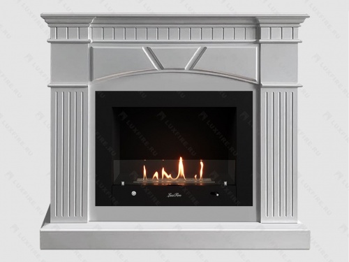 Каминный портал МДФ "Шервуд 1100" с биокамином Lux Fire "Фаер Бокс 4-25.5" (белый)