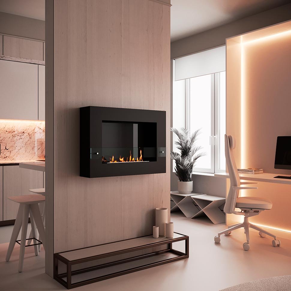 Биокамин SteelHeat WALL GRAND 900 черный, стекло, стемалит Биокамин SteelHeat WALL GRAND 900 черный, стекло, стемалит по цене 47 250 руб.