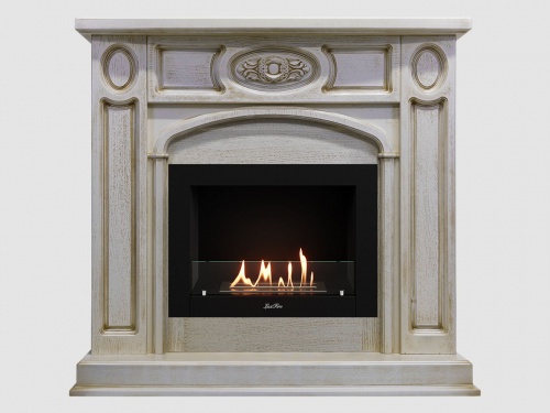 Каминный портал МДФ "Флоренция 1200" с биокамином Lux Fire "Фаер Бокс 2 - 25.5" (бежевый)
