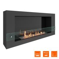 Биокамин SteelHeat WALL  LONG 1200 черный, стекло, стемалит Биокамин SteelHeat WALL  LONG 1200 черный, стекло, стемалит